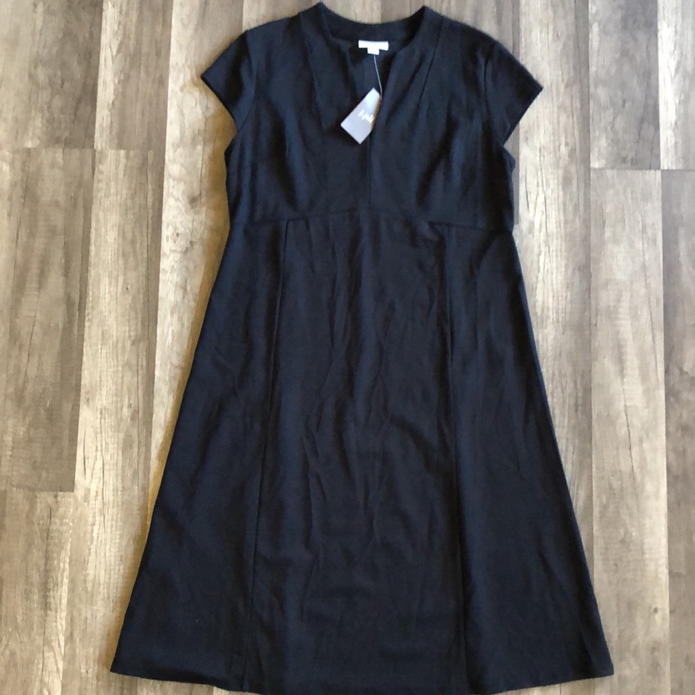 J. Jill Black Cap Sleeve V Neck Rayon Dress Small Petite NEW - Picture 2 of 9